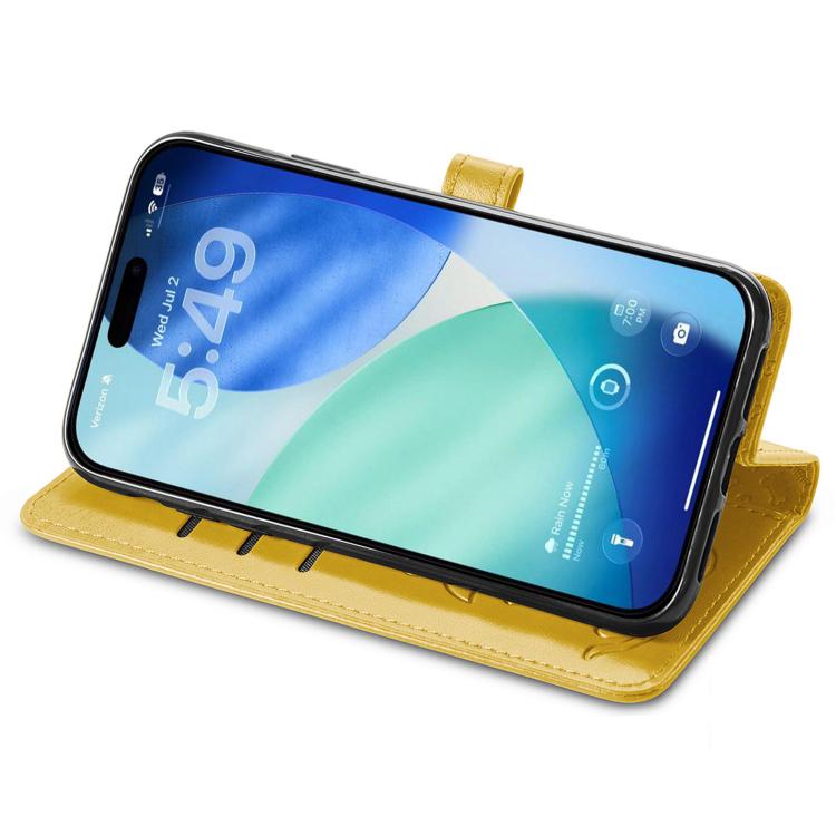 For iPhone 17 Cat and Dog Embossed Leather Phone Case
