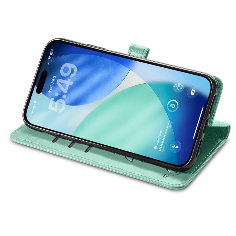For iPhone 17 Cat and Dog Embossed Leather Phone Case