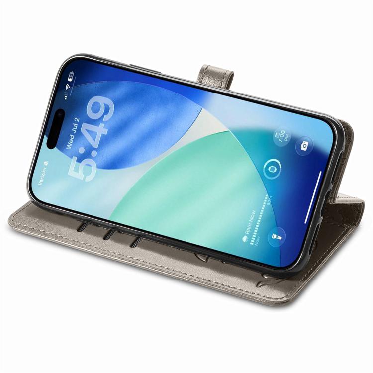 For iPhone Air Cat and Dog Embossed Leather Phone Case