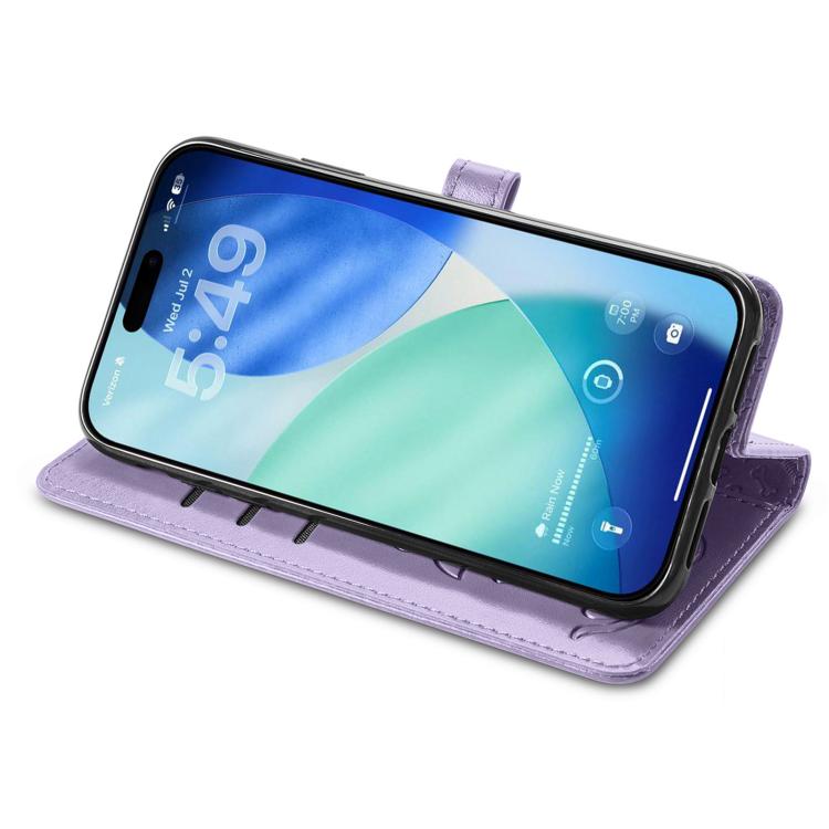 For iPhone 17 Pro Max Cat and Dog Embossed Leather Phone Case