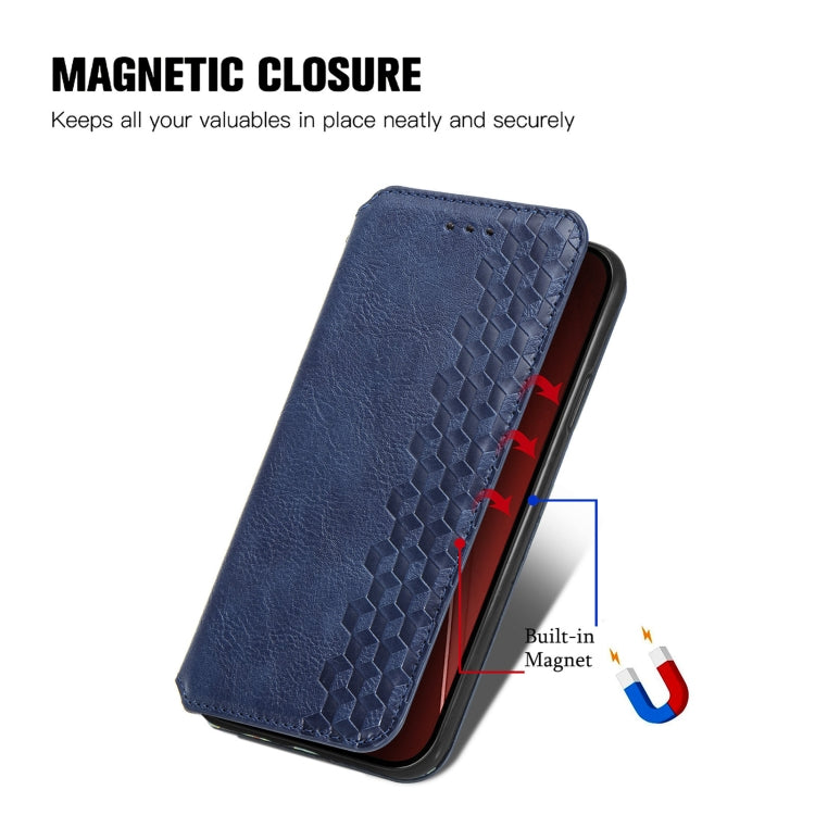 For iPhone 16 Pro Max Cubic Grid Pressed Magnetic Leather Phone Case