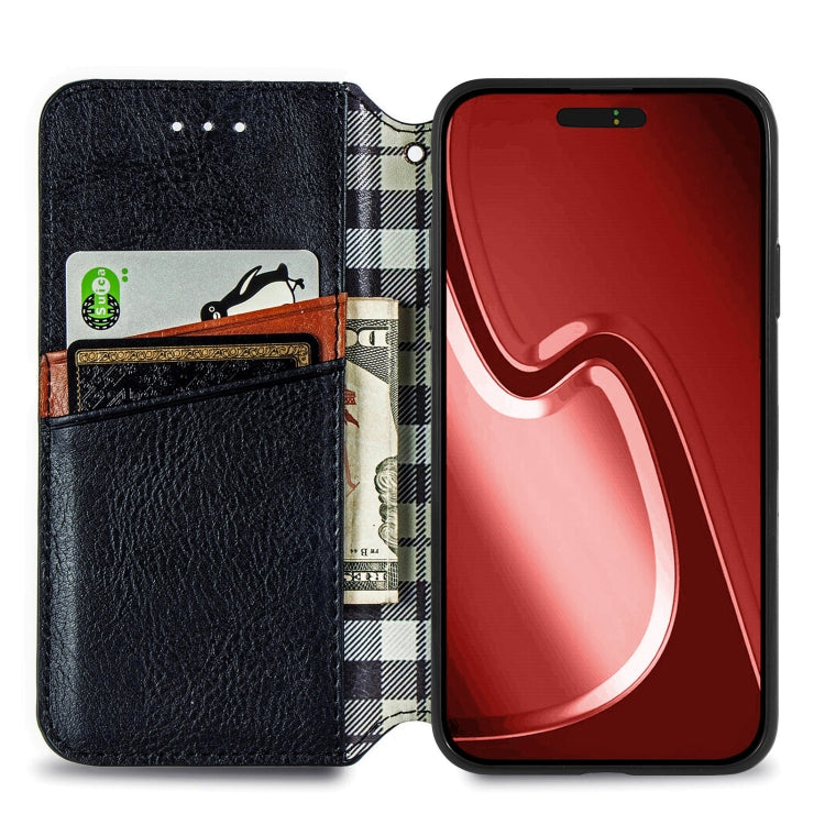 For iPhone 16 Pro Max Cubic Grid Pressed Magnetic Leather Phone Case