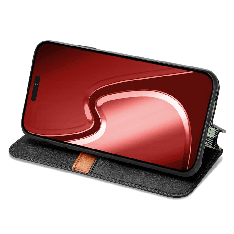 For iPhone 16 Pro Max Cubic Grid Pressed Magnetic Leather Phone Case