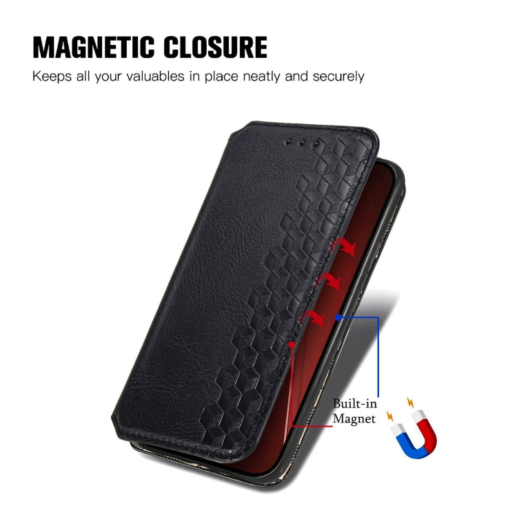 For iPhone 16 Pro Max Cubic Grid Pressed Magnetic Leather Phone Case