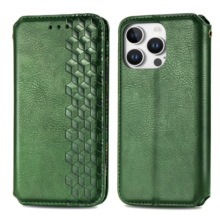 For iPhone 16 Pro Max Cubic Grid Pressed Magnetic Leather Phone Case