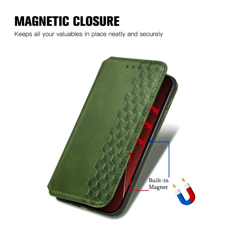 For iPhone 16 Pro Max Cubic Grid Pressed Magnetic Leather Phone Case