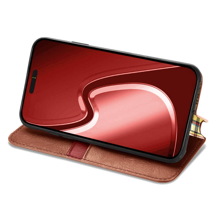 For iPhone 16 Pro Max Cubic Grid Pressed Magnetic Leather Phone Case
