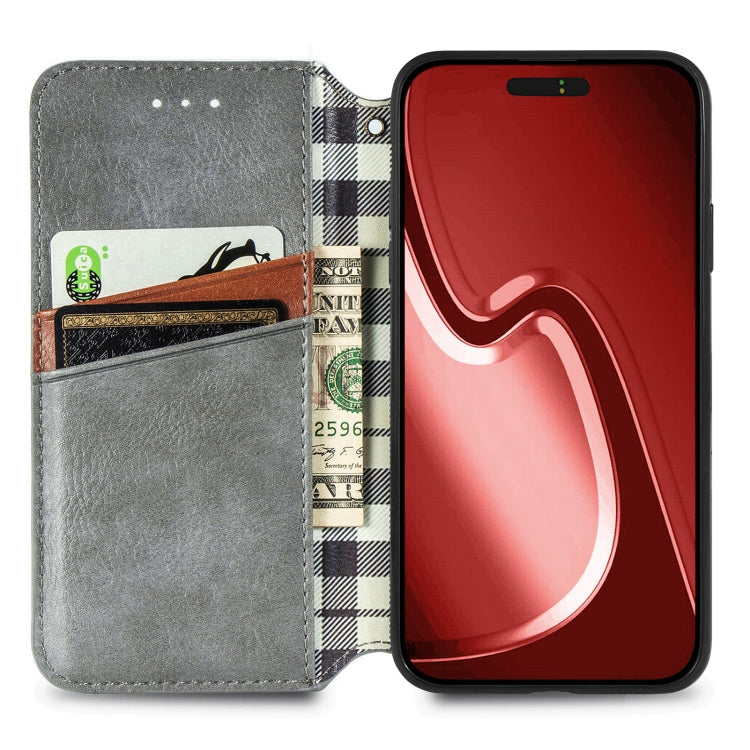 For iPhone 16 Pro Max Cubic Grid Pressed Magnetic Leather Phone Case