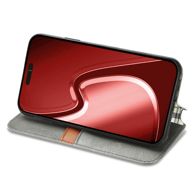 For iPhone 16 Pro Max Cubic Grid Pressed Magnetic Leather Phone Case