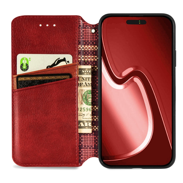 For iPhone 16 Pro Max Cubic Grid Pressed Magnetic Leather Phone Case