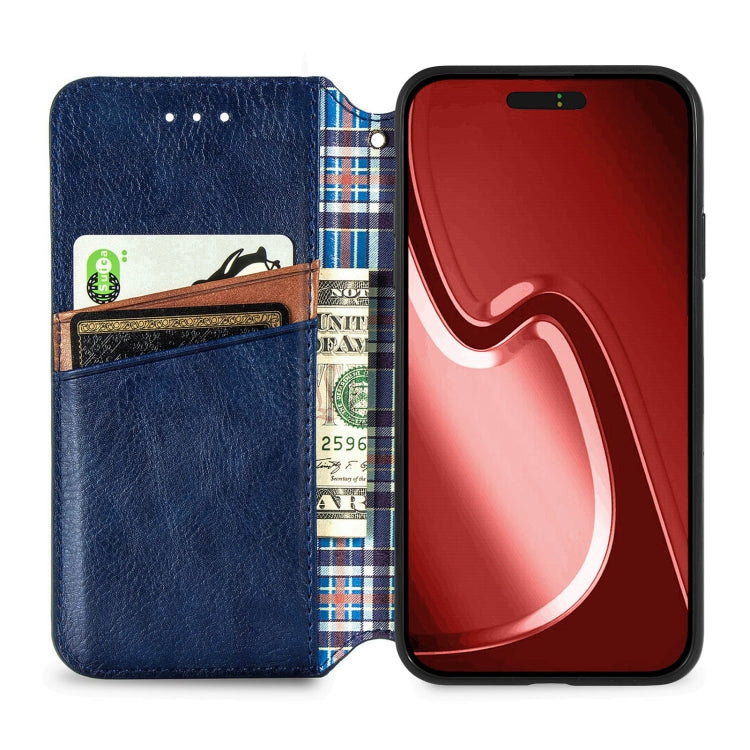 For iPhone 16 Pro Cubic Grid Pressed Magnetic Leather Phone Case