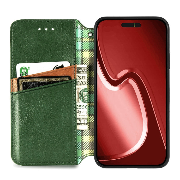 For iPhone 16 Pro Cubic Grid Pressed Magnetic Leather Phone Case