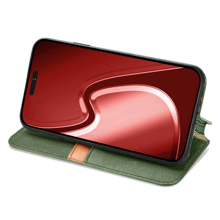 For iPhone 16 Pro Cubic Grid Pressed Magnetic Leather Phone Case