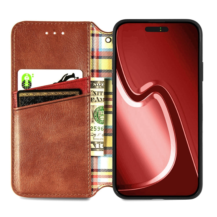 For iPhone 16 Pro Cubic Grid Pressed Magnetic Leather Phone Case