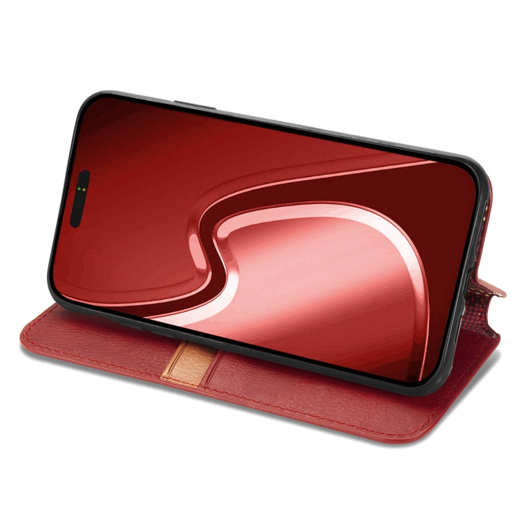 For iPhone 16 Pro Cubic Grid Pressed Magnetic Leather Phone Case