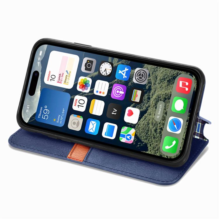 For iPhone 17e / 16e Cubic Grid Pressed Magnetic Leather Phone Case