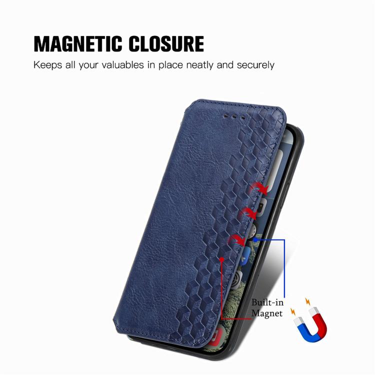For iPhone 17e / 16e Cubic Grid Pressed Magnetic Leather Phone Case