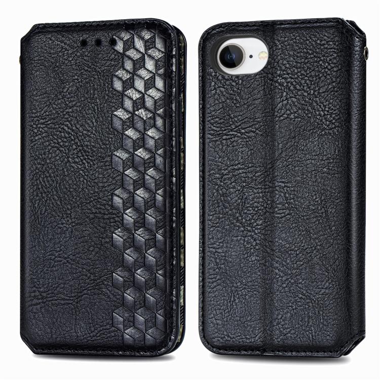 For iPhone 17e / 16e Cubic Grid Pressed Magnetic Leather Phone Case