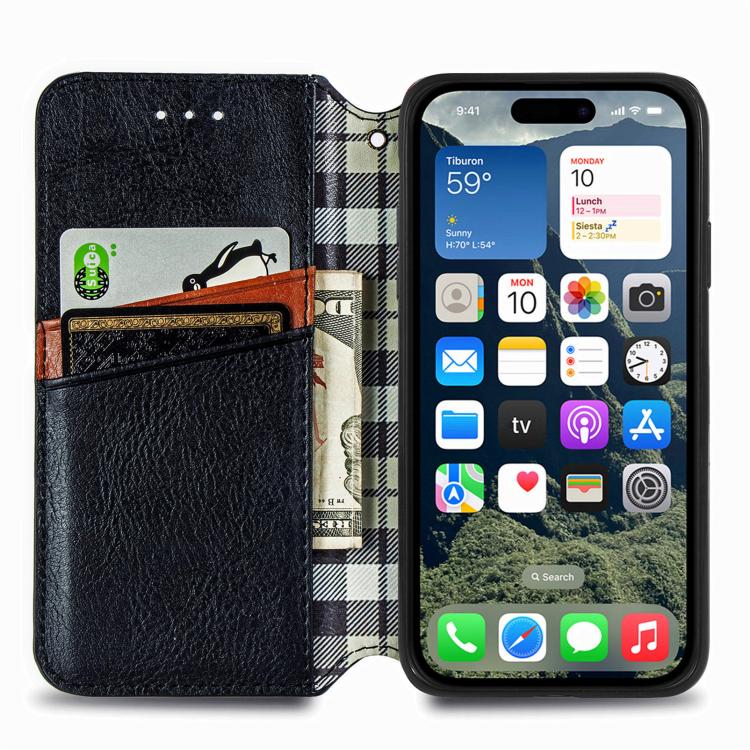 For iPhone 17e / 16e Cubic Grid Pressed Magnetic Leather Phone Case