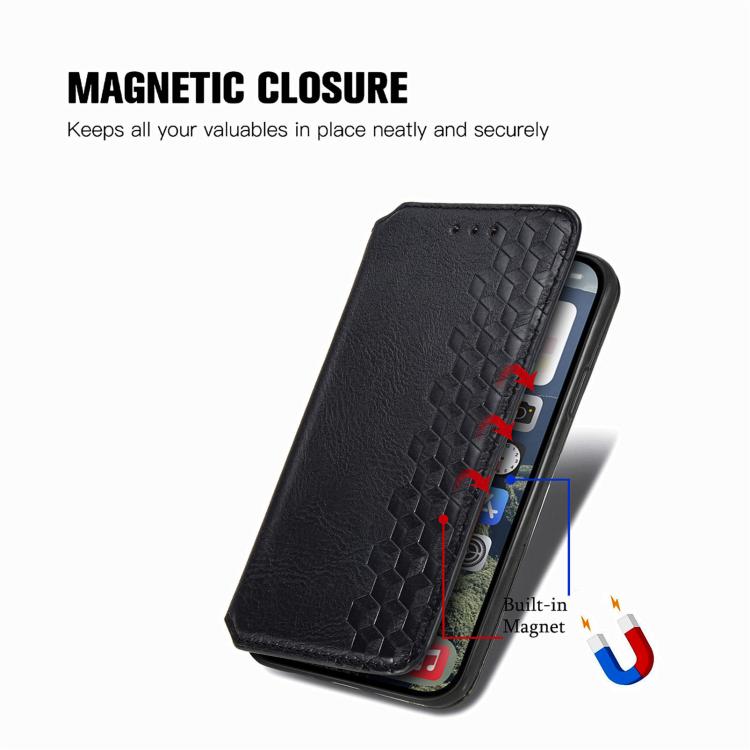 For iPhone 17e / 16e Cubic Grid Pressed Magnetic Leather Phone Case