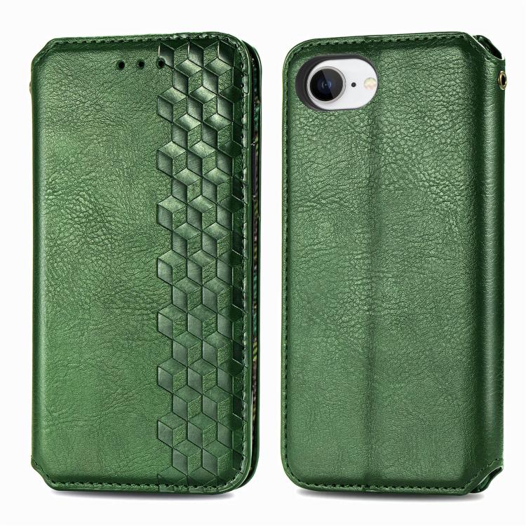 For iPhone 17e / 16e Cubic Grid Pressed Magnetic Leather Phone Case