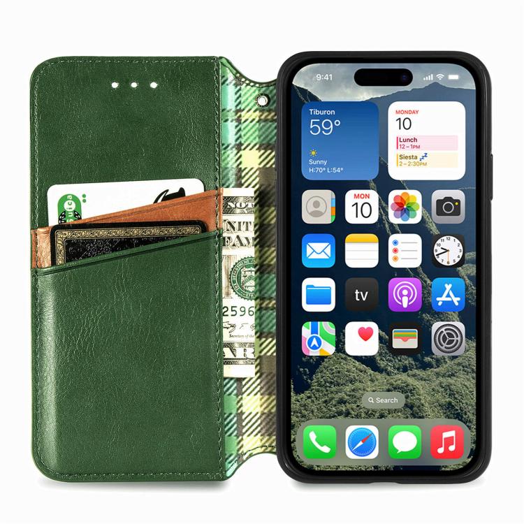 For iPhone 17e / 16e Cubic Grid Pressed Magnetic Leather Phone Case