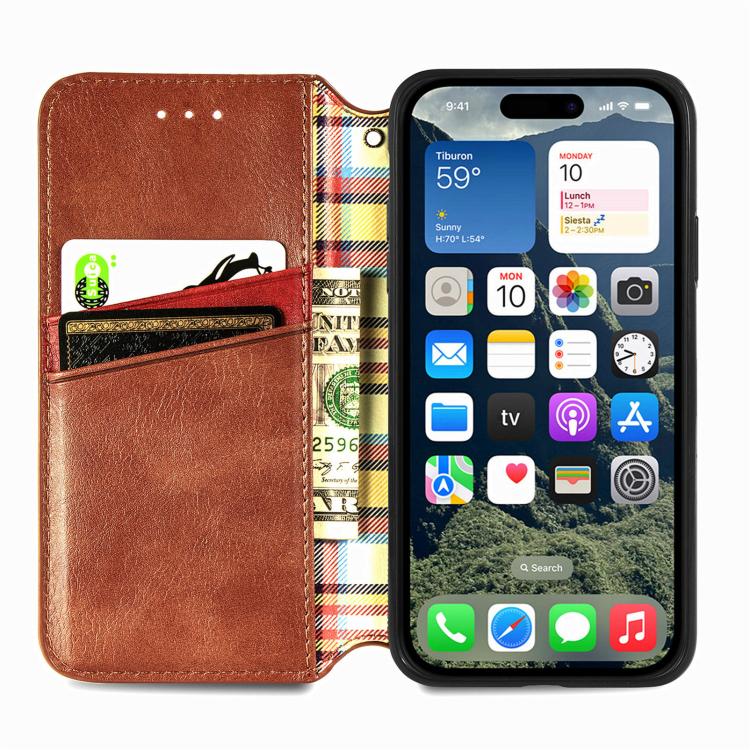 For iPhone 17e / 16e Cubic Grid Pressed Magnetic Leather Phone Case