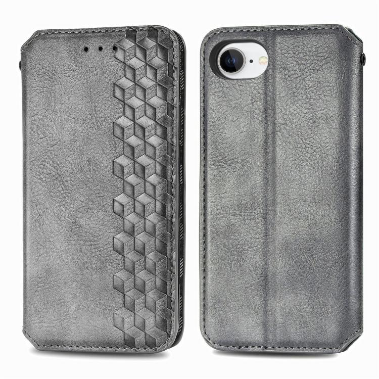 For iPhone 17e / 16e Cubic Grid Pressed Magnetic Leather Phone Case