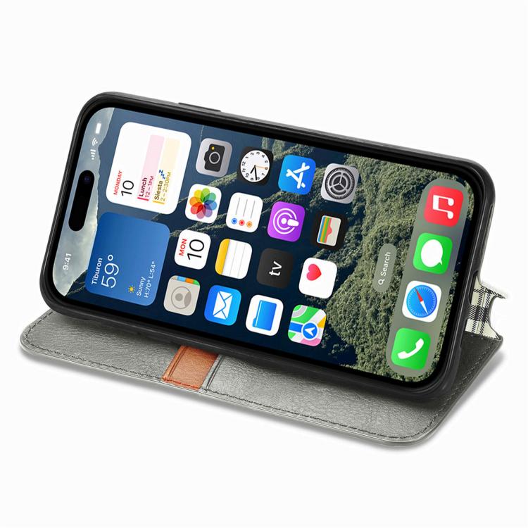 For iPhone 17e / 16e Cubic Grid Pressed Magnetic Leather Phone Case