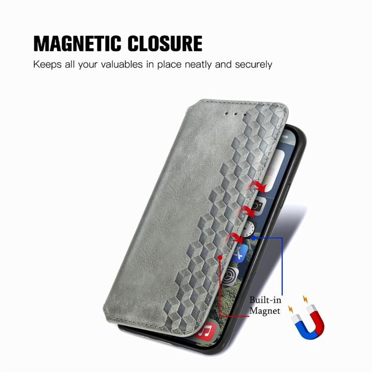 For iPhone 17e / 16e Cubic Grid Pressed Magnetic Leather Phone Case