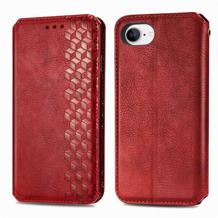 For iPhone 17e / 16e Cubic Grid Pressed Magnetic Leather Phone Case