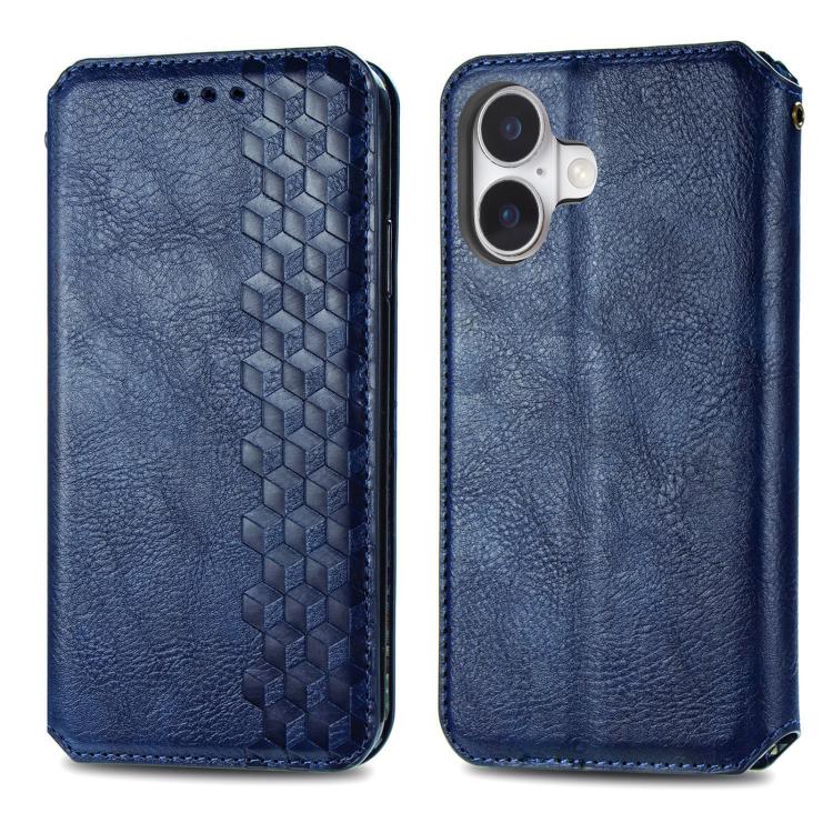 For iPhone 17 Cubic Grid Pressed Magnetic Leather Phone Case