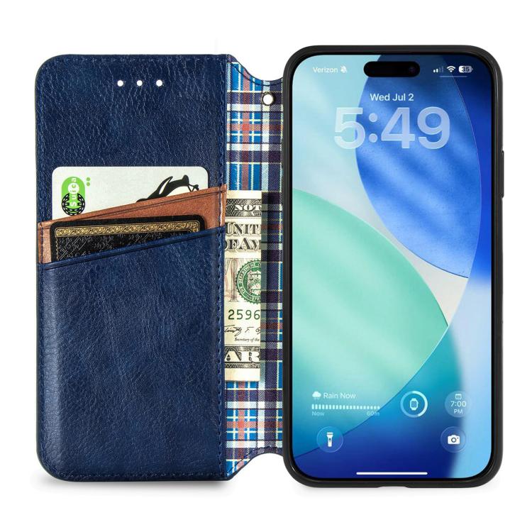 For iPhone 17 Cubic Grid Pressed Magnetic Leather Phone Case