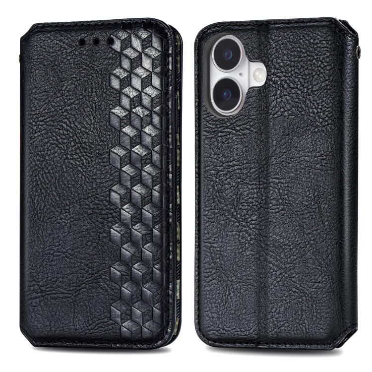 For iPhone 17 Cubic Grid Pressed Magnetic Leather Phone Case
