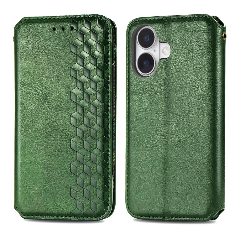 For iPhone 17 Cubic Grid Pressed Magnetic Leather Phone Case