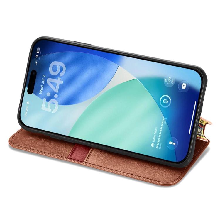 For iPhone 17 Cubic Grid Pressed Magnetic Leather Phone Case