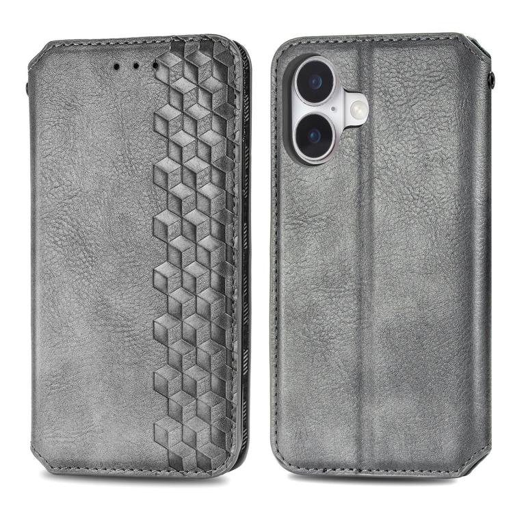 For iPhone 17 Cubic Grid Pressed Magnetic Leather Phone Case