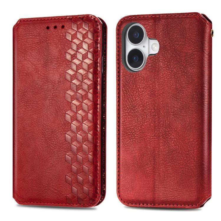 For iPhone 17 Cubic Grid Pressed Magnetic Leather Phone Case