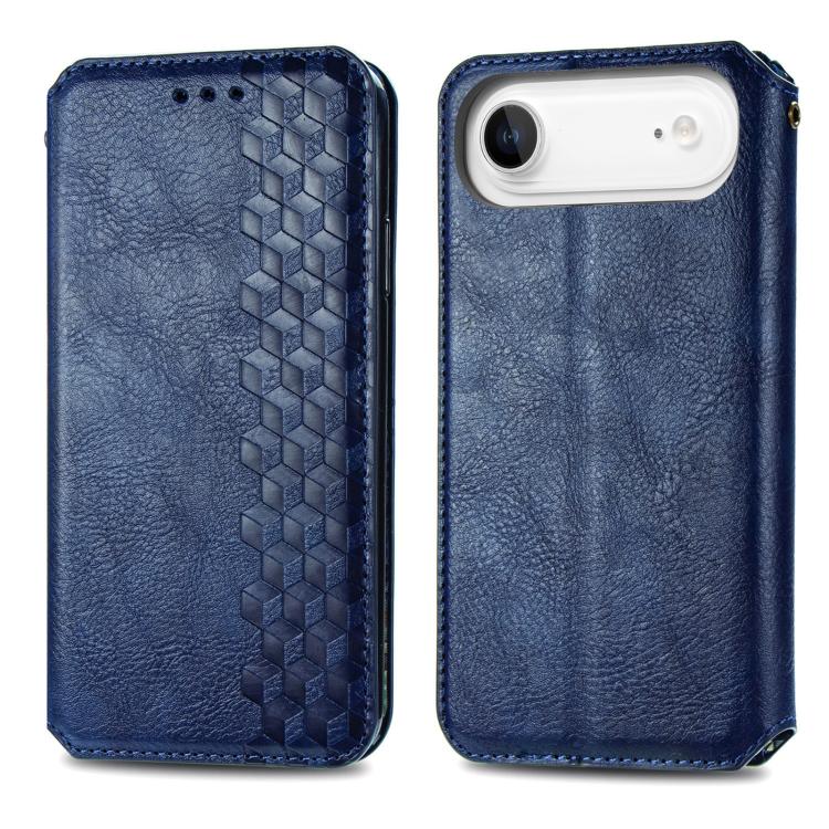 For iPhone Air Cubic Grid Pressed Magnetic Leather Phone Case