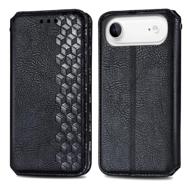 For iPhone Air Cubic Grid Pressed Magnetic Leather Phone Case