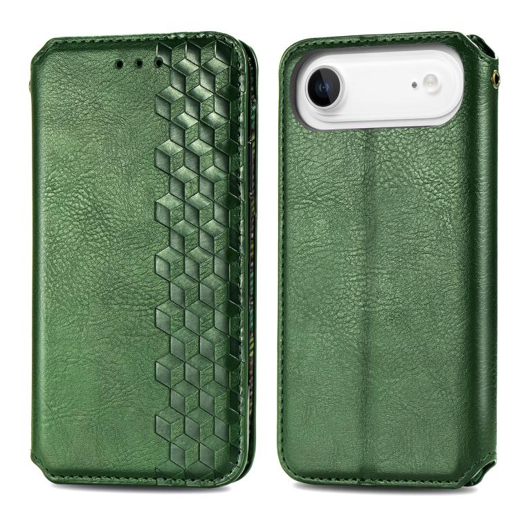 For iPhone Air Cubic Grid Pressed Magnetic Leather Phone Case