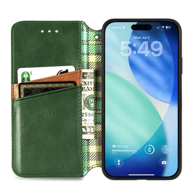 For iPhone Air Cubic Grid Pressed Magnetic Leather Phone Case