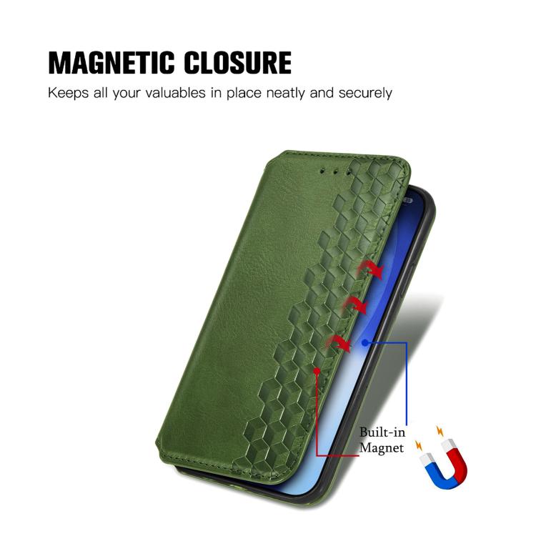 For iPhone Air Cubic Grid Pressed Magnetic Leather Phone Case