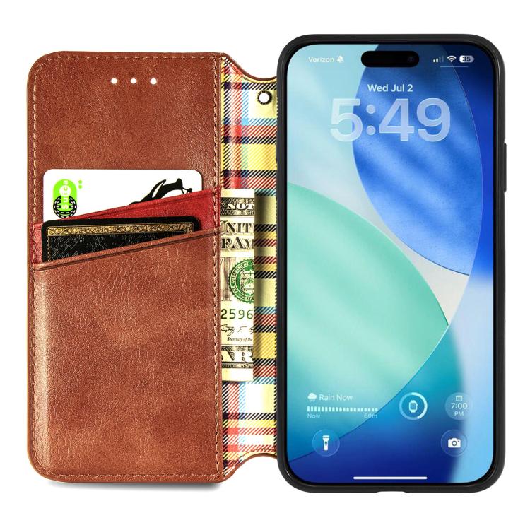 For iPhone Air Cubic Grid Pressed Magnetic Leather Phone Case