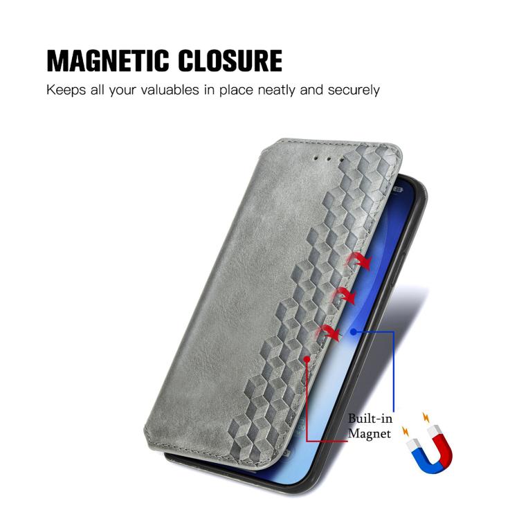 For iPhone Air Cubic Grid Pressed Magnetic Leather Phone Case