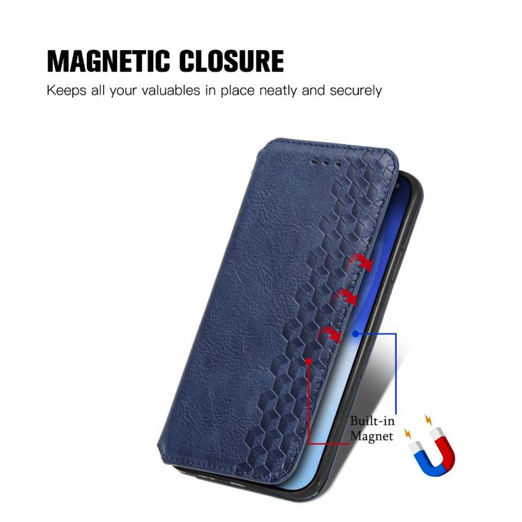 For iPhone 17 Pro Max Cubic Grid Pressed Magnetic Leather Phone Case