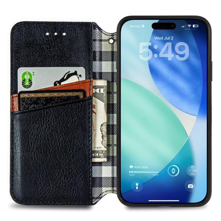 For iPhone 17 Pro Max Cubic Grid Pressed Magnetic Leather Phone Case