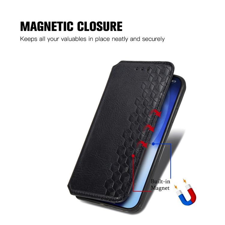For iPhone 17 Pro Max Cubic Grid Pressed Magnetic Leather Phone Case