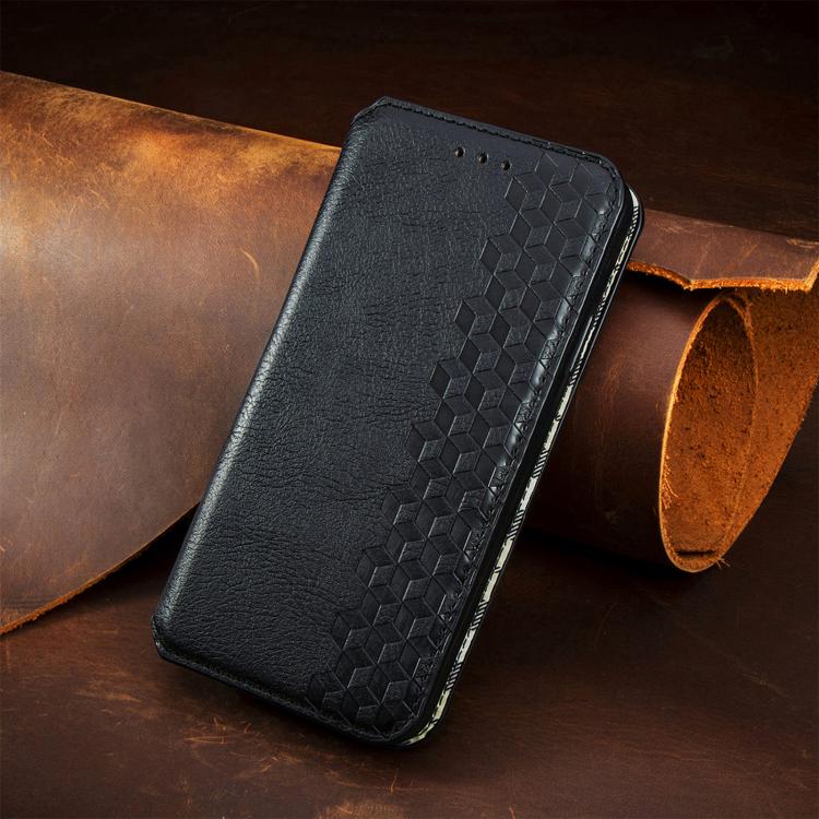 For iPhone 17 Pro Max Cubic Grid Pressed Magnetic Leather Phone Case