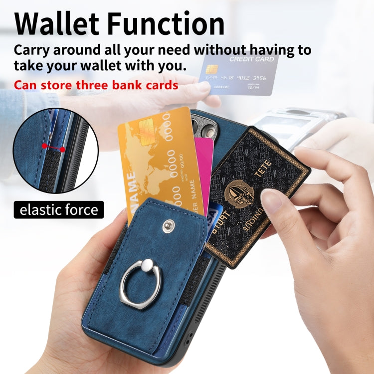 For iPhone 16 Plus Retro Skin-feel Ring Card Wallet Phone Case